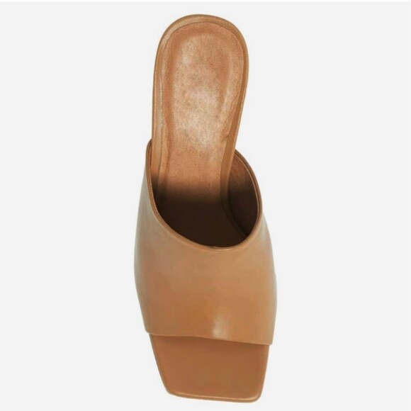 Trish Lucia Tan Square Toe Block Chunky Heels Platform Slip On Mules Size 10 NWT - Picture 10 of 11